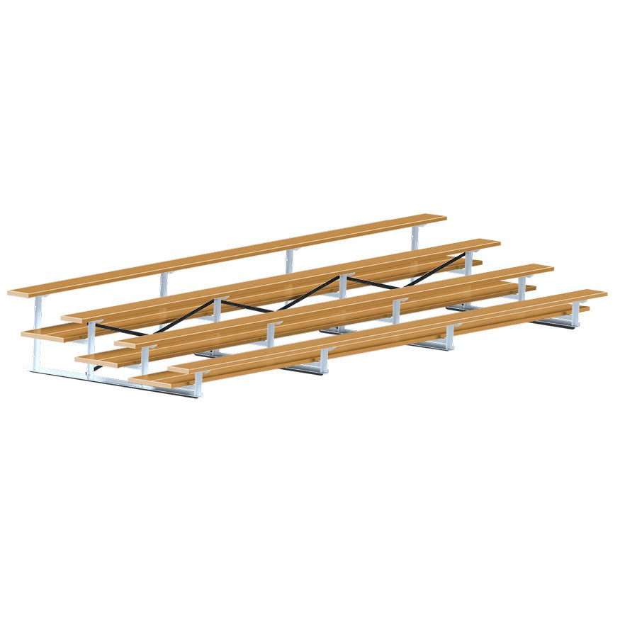 Jaypro Sports Bleacher - 4 Row - Double Foot Plank, All Aluminum Bleachers, Powder Coated - 21' L (BLDP - 421ALPC) - SchoolOutlet