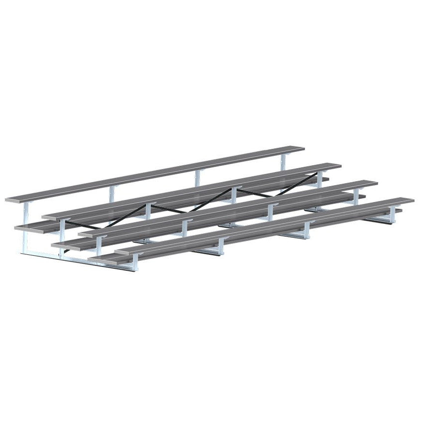 Jaypro Sports Bleacher - 4 Row - Double Foot Plank, All Aluminum Bleachers, Powder Coated - 21' L (BLDP - 421ALPC) - SchoolOutlet