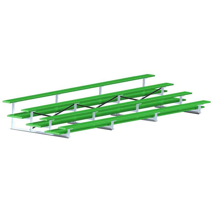 Jaypro Sports Bleacher - 4 Row - Double Foot Plank, All Aluminum Bleachers, Powder Coated - 21' L (BLDP - 421ALPC) - SchoolOutlet