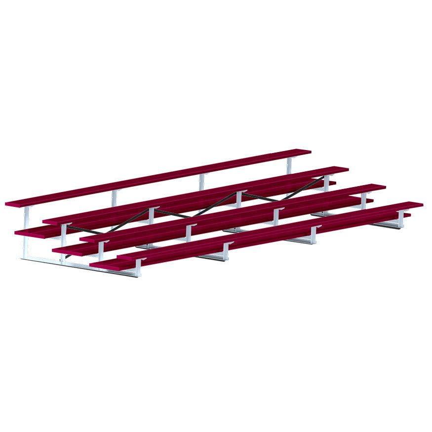 Jaypro Sports Bleacher - 4 Row - Double Foot Plank, All Aluminum Bleachers, Powder Coated - 21' L (BLDP - 421ALPC) - SchoolOutlet
