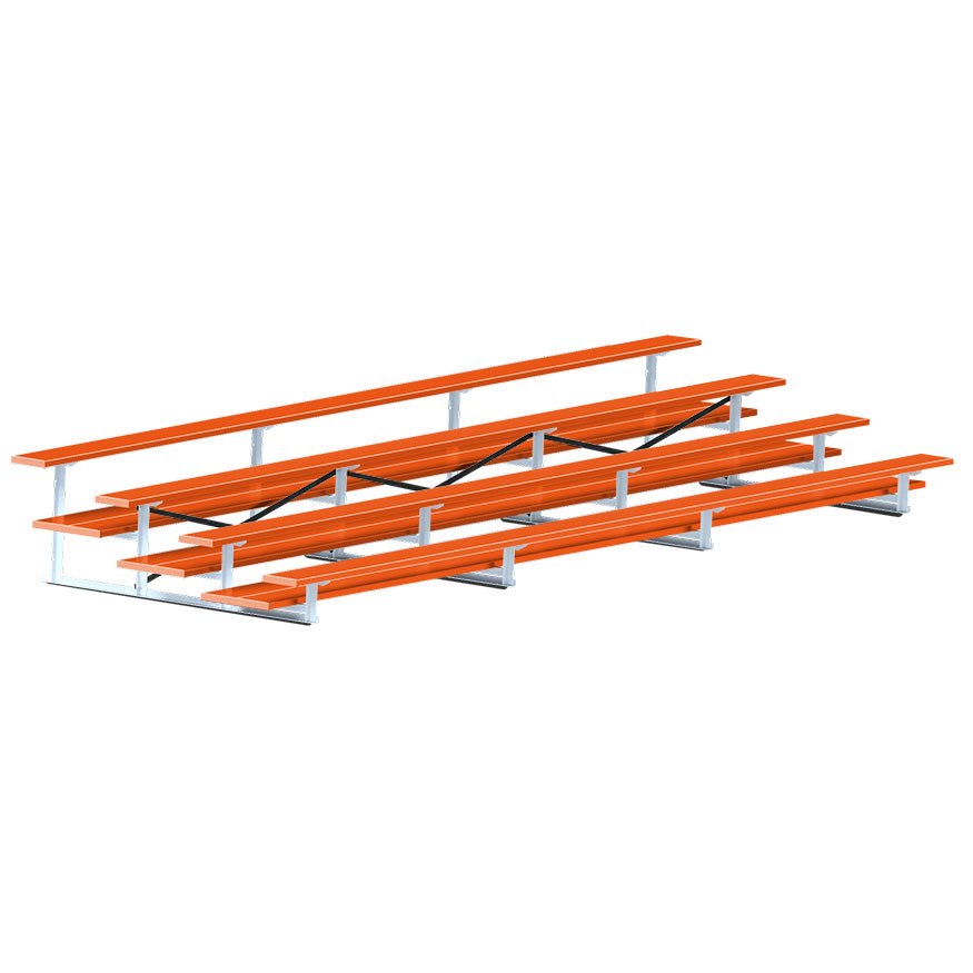 Jaypro Sports Bleacher - 4 Row - Double Foot Plank, All Aluminum Bleachers, Powder Coated - 21' L (BLDP - 421ALPC) - SchoolOutlet
