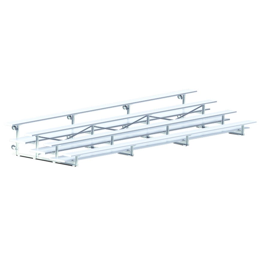 Jaypro Sports Bleacher - 4 Row - Tip & Roll, Double Foot Plank - 21' L - Aluminum frame (BLDP - 421TRG) - SchoolOutlet