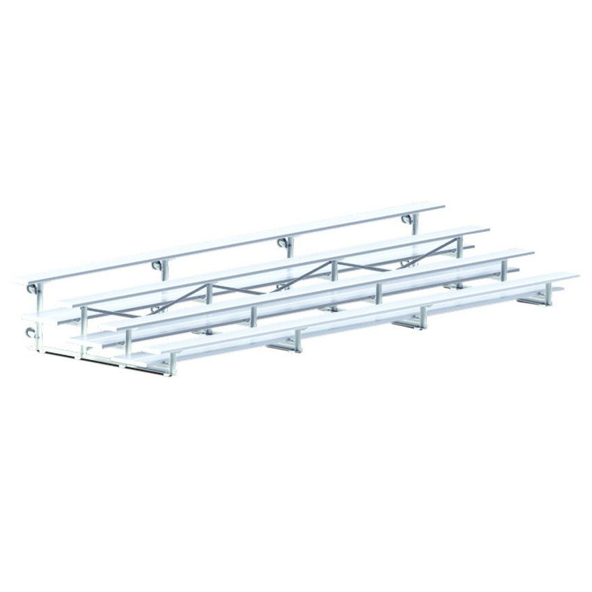 Jaypro Sports Bleacher - 4 Row - Tip & Roll, Double Foot Plank - 21' L - Aluminum frame (BLDP - 421TRG) - SchoolOutlet