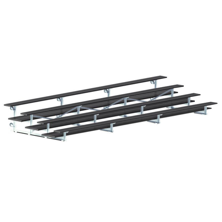 Jaypro Sports Bleacher - 4 Row - Tip & Roll, Double Foot Plank, Powder Coated - 21' L (BLDP - 421TRGPC) - SchoolOutlet