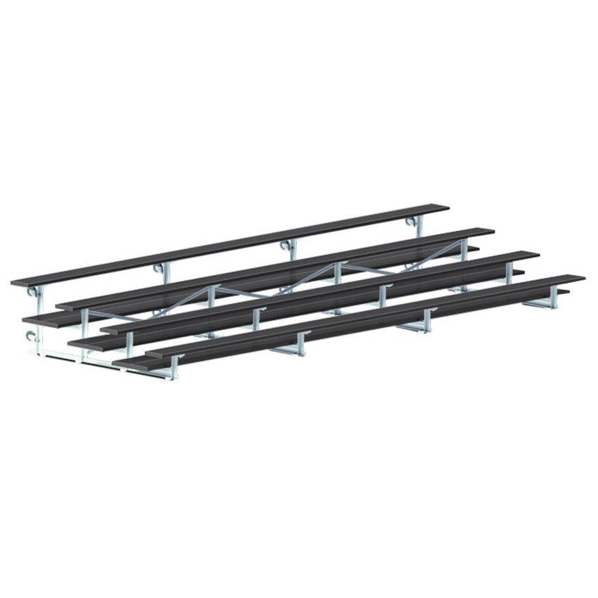 Jaypro Sports Bleacher - 4 Row - Tip & Roll, Double Foot Plank, Powder Coated - 21' L (BLDP - 421TRGPC) - SchoolOutlet