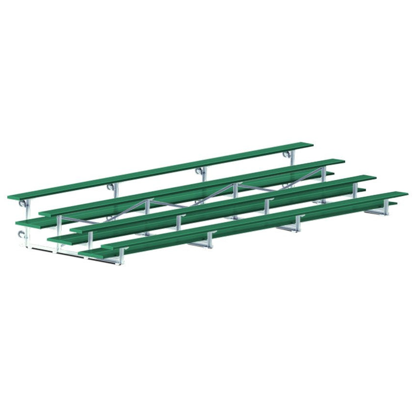 Jaypro Sports Bleacher - 4 Row - Tip & Roll, Double Foot Plank, Powder Coated - 21' L (BLDP - 421TRGPC) - SchoolOutlet