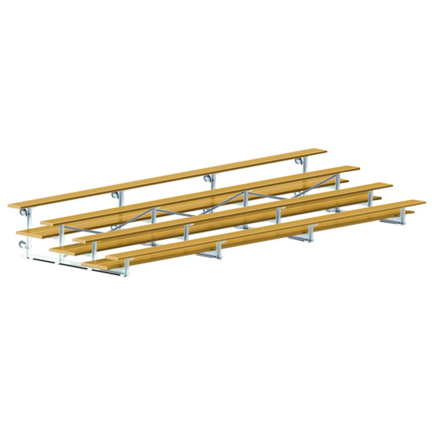 Jaypro Sports Bleacher - 4 Row - Tip & Roll, Double Foot Plank, Powder Coated - 21' L (BLDP - 421TRGPC) - SchoolOutlet