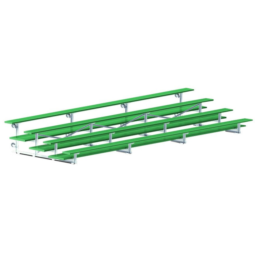 Jaypro Sports Bleacher - 4 Row - Tip & Roll, Double Foot Plank, Powder Coated - 21' L (BLDP - 421TRGPC) - SchoolOutlet