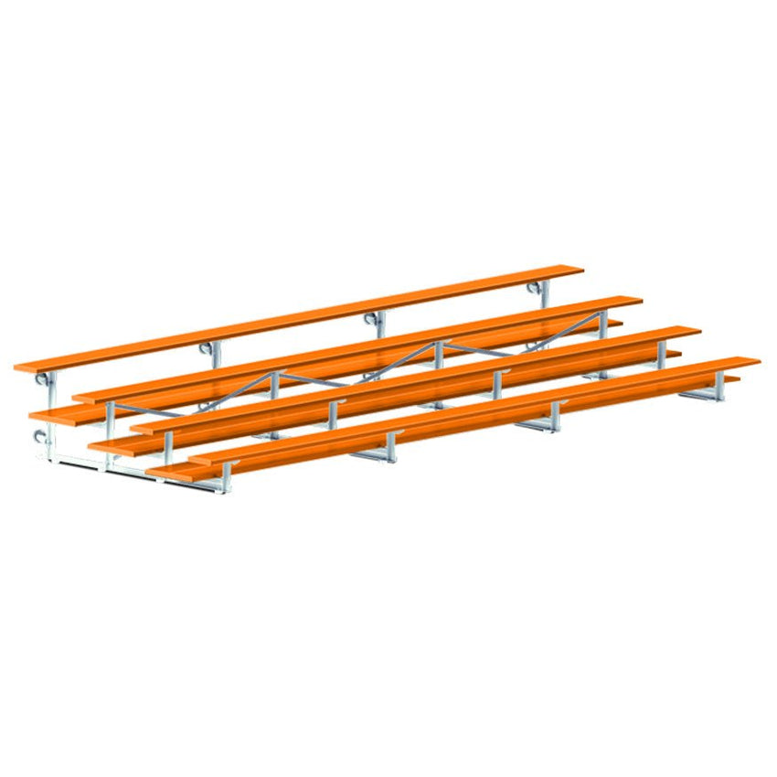 Jaypro Sports Bleacher - 4 Row - Tip & Roll, Double Foot Plank, Powder Coated - 21' L (BLDP - 421TRGPC) - SchoolOutlet