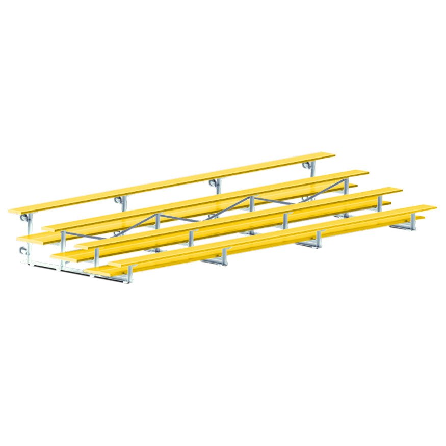 Jaypro Sports Bleacher - 4 Row - Tip & Roll, Double Foot Plank, Powder Coated - 21' L (BLDP - 421TRGPC) - SchoolOutlet