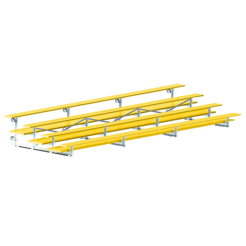 Jaypro Sports Bleacher - 4 Row - Tip & Roll, Double Foot Plank, Powder Coated - 21' L (BLDP - 421TRGPC) - SchoolOutlet