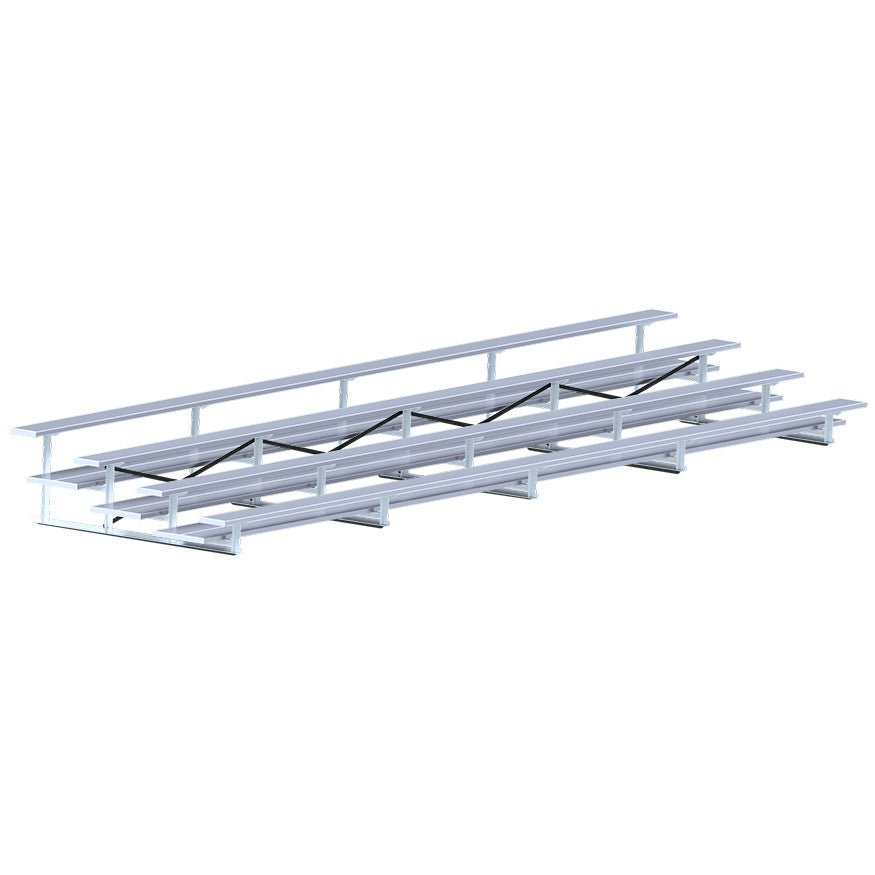 Jaypro Sports Bleacher - 4 Row - Double Foot Plank, All Aluminum Bleachers - 27' L (BLDP - 427AL) - SchoolOutlet