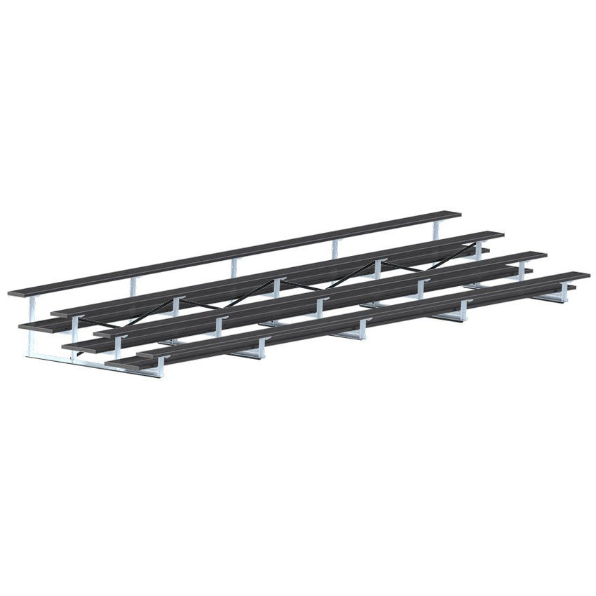Jaypro Sports Bleacher - 4 Row - Double Foot Plank, All Aluminum Bleachers, Powder Coated - 27' L (BLDP - 427ALPC) - SchoolOutlet