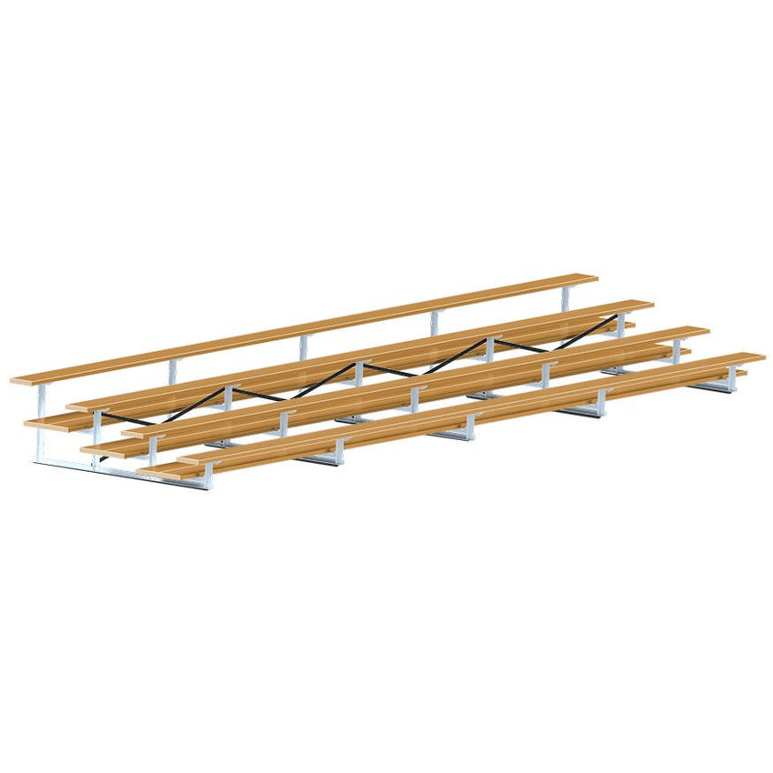Jaypro Sports Bleacher - 4 Row - Double Foot Plank, All Aluminum Bleachers, Powder Coated - 27' L (BLDP - 427ALPC) - SchoolOutlet