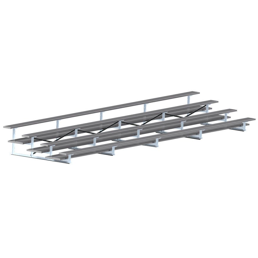 Jaypro Sports Bleacher - 4 Row - Double Foot Plank, All Aluminum Bleachers, Powder Coated - 27' L (BLDP - 427ALPC) - SchoolOutlet