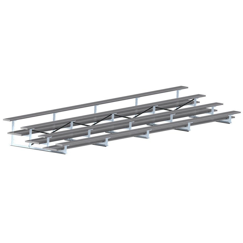 Jaypro Sports Bleacher - 4 Row - Double Foot Plank, All Aluminum Bleachers, Powder Coated - 27' L (BLDP - 427ALPC) - SchoolOutlet