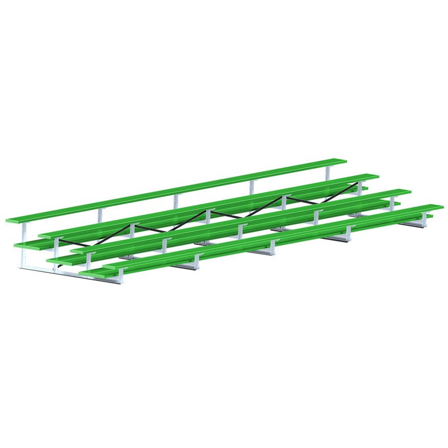 Jaypro Sports Bleacher - 4 Row - Double Foot Plank, All Aluminum Bleachers, Powder Coated - 27' L (BLDP - 427ALPC) - SchoolOutlet