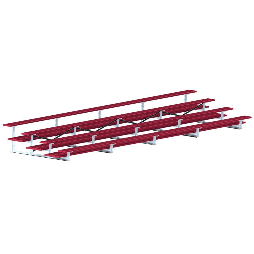 Jaypro Sports Bleacher - 4 Row - Double Foot Plank, All Aluminum Bleachers, Powder Coated - 27' L (BLDP - 427ALPC) - SchoolOutlet