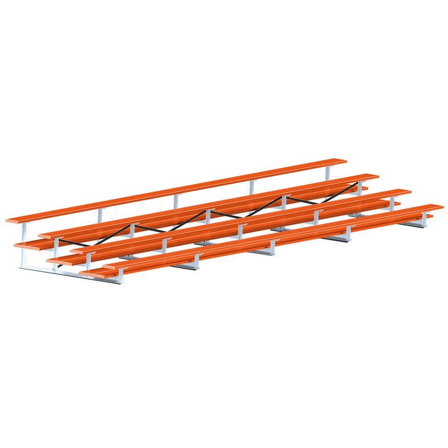 Jaypro Sports Bleacher - 4 Row - Double Foot Plank, All Aluminum Bleachers, Powder Coated - 27' L (BLDP - 427ALPC) - SchoolOutlet