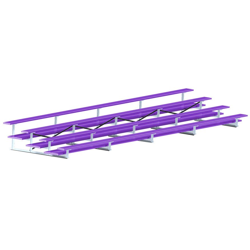 Jaypro Sports Bleacher - 4 Row - Double Foot Plank, All Aluminum Bleachers, Powder Coated - 27' L (BLDP - 427ALPC) - SchoolOutlet