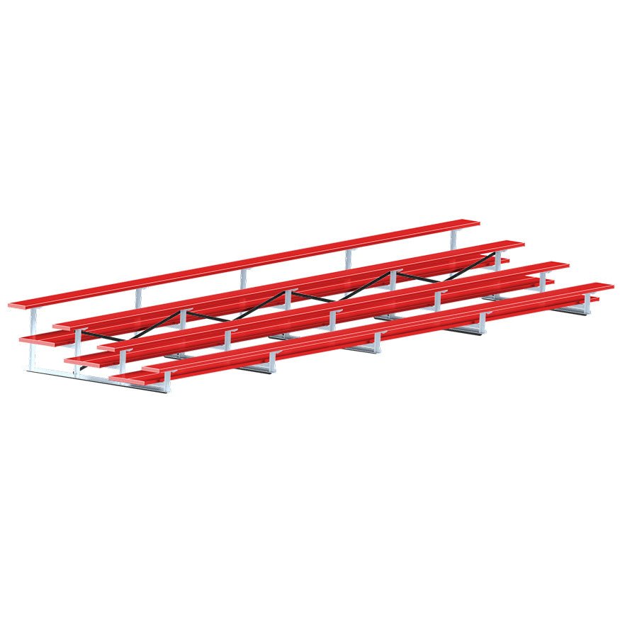 Jaypro Sports Bleacher - 4 Row - Double Foot Plank, All Aluminum Bleachers, Powder Coated - 27' L (BLDP - 427ALPC) - SchoolOutlet