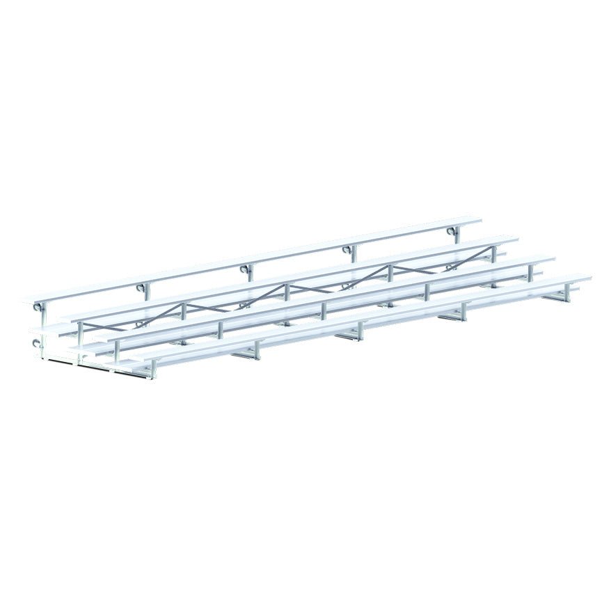 Jaypro Sports Bleacher - 4 Row - Tip & Roll, Double Foot Plank - 27' L - Aluminum frame (BLDP - 427TRG) - SchoolOutlet