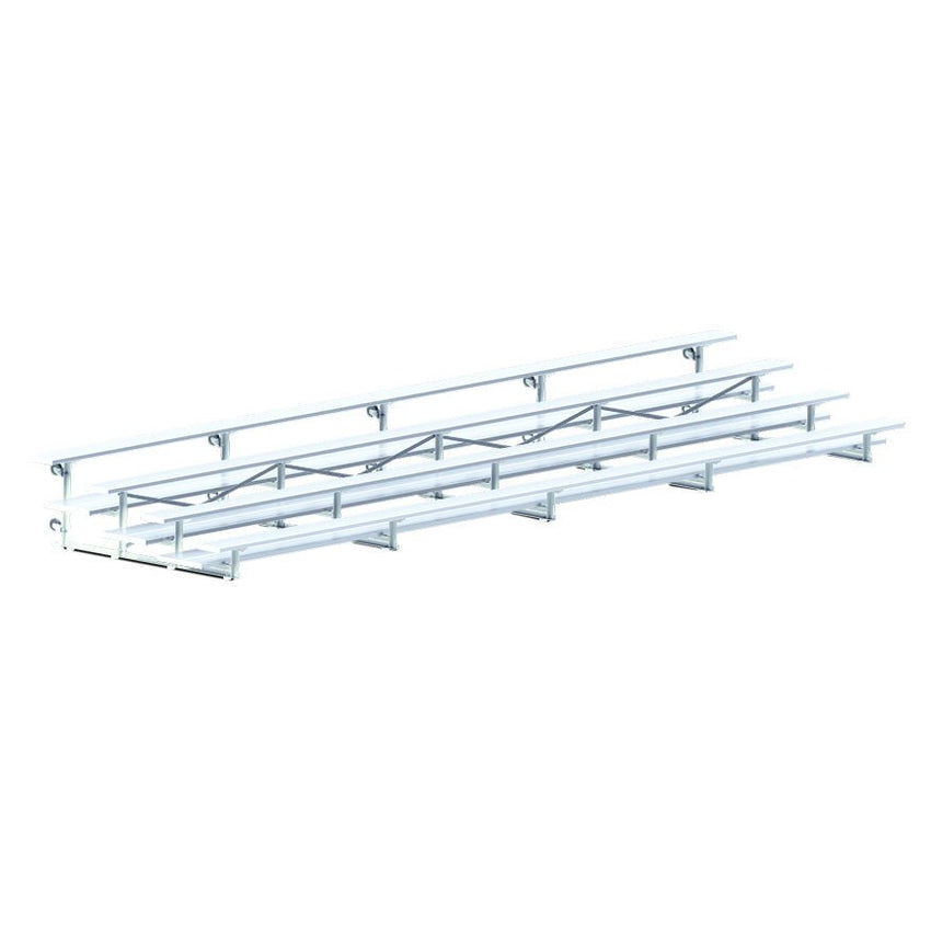 Jaypro Sports Bleacher - 4 Row - Tip & Roll, Double Foot Plank - 27' L - Aluminum frame (BLDP - 427TRG) - SchoolOutlet