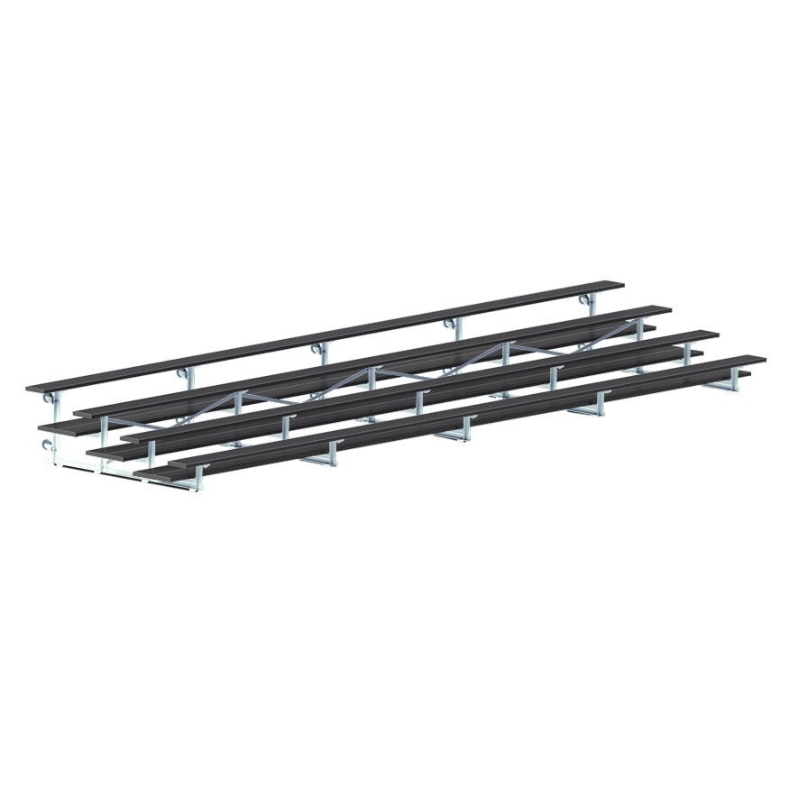 Jaypro Sports Bleacher - 4 Row - Tip & Roll, Double Foot Plank, Powder Coated - 27' L (BLDP - 427TRGPC) - SchoolOutlet