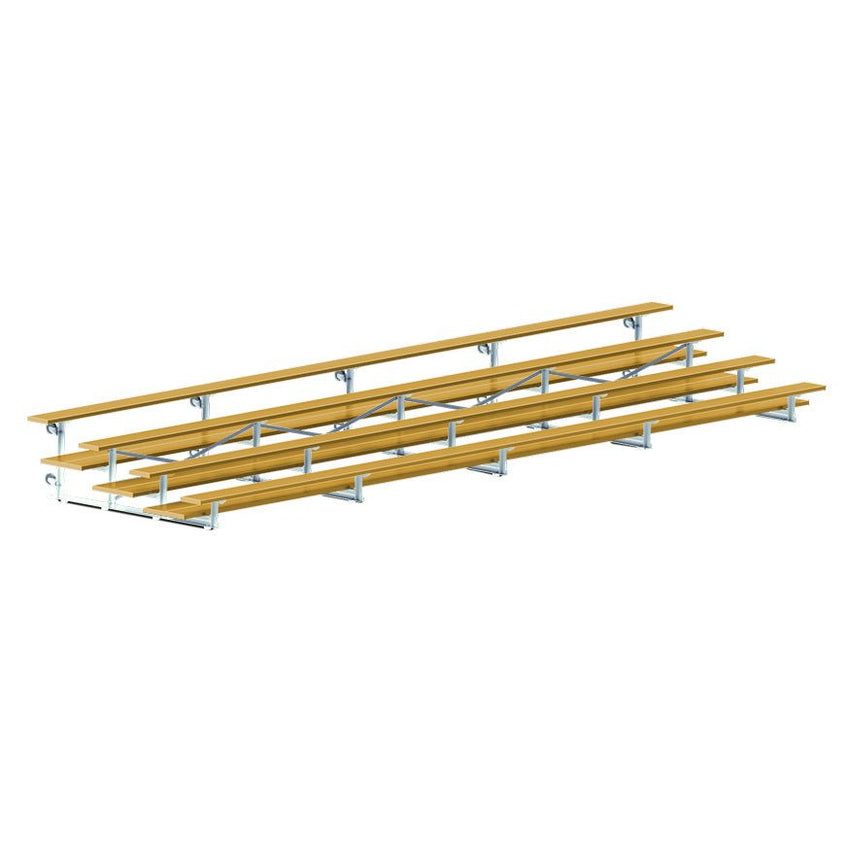 Jaypro Sports Bleacher - 4 Row - Tip & Roll, Double Foot Plank, Powder Coated - 27' L (BLDP - 427TRGPC) - SchoolOutlet