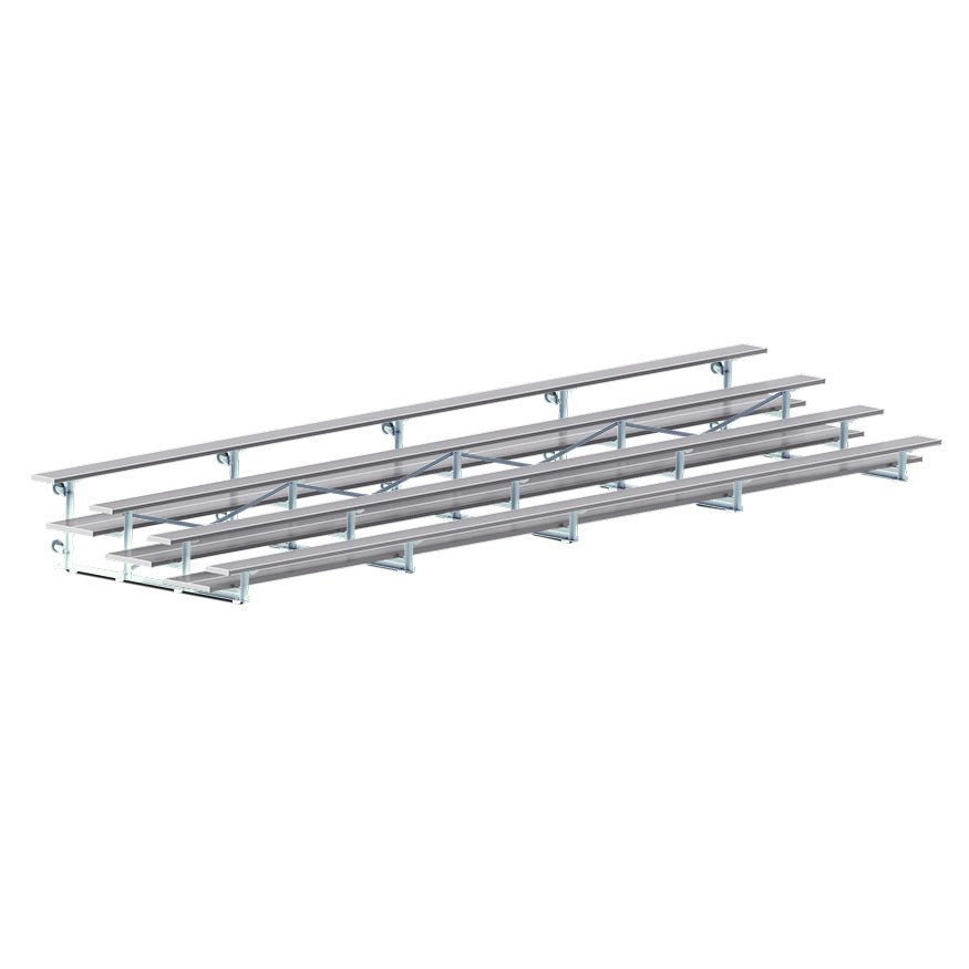 Jaypro Sports Bleacher - 4 Row - Tip & Roll, Double Foot Plank, Powder Coated - 27' L (BLDP - 427TRGPC) - SchoolOutlet