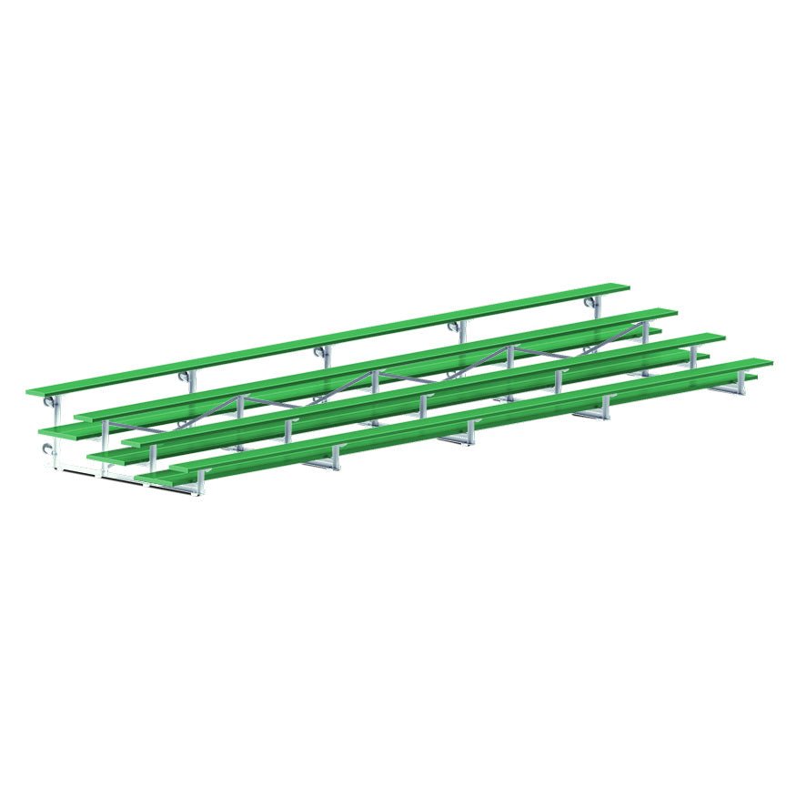 Jaypro Sports Bleacher - 4 Row - Tip & Roll, Double Foot Plank, Powder Coated - 27' L (BLDP - 427TRGPC) - SchoolOutlet