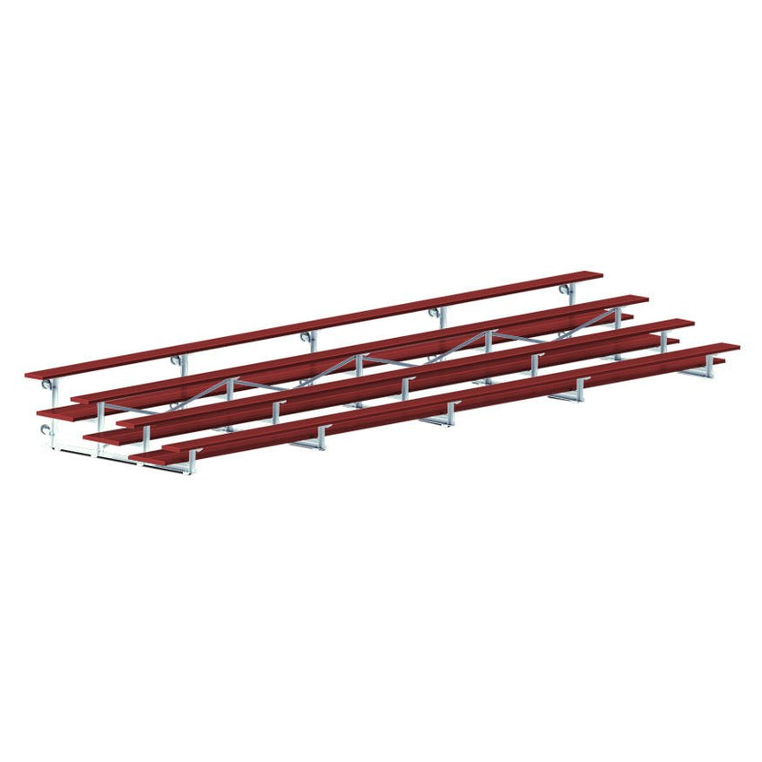 Jaypro Sports Bleacher - 4 Row - Tip & Roll, Double Foot Plank, Powder Coated - 27' L (BLDP - 427TRGPC) - SchoolOutlet