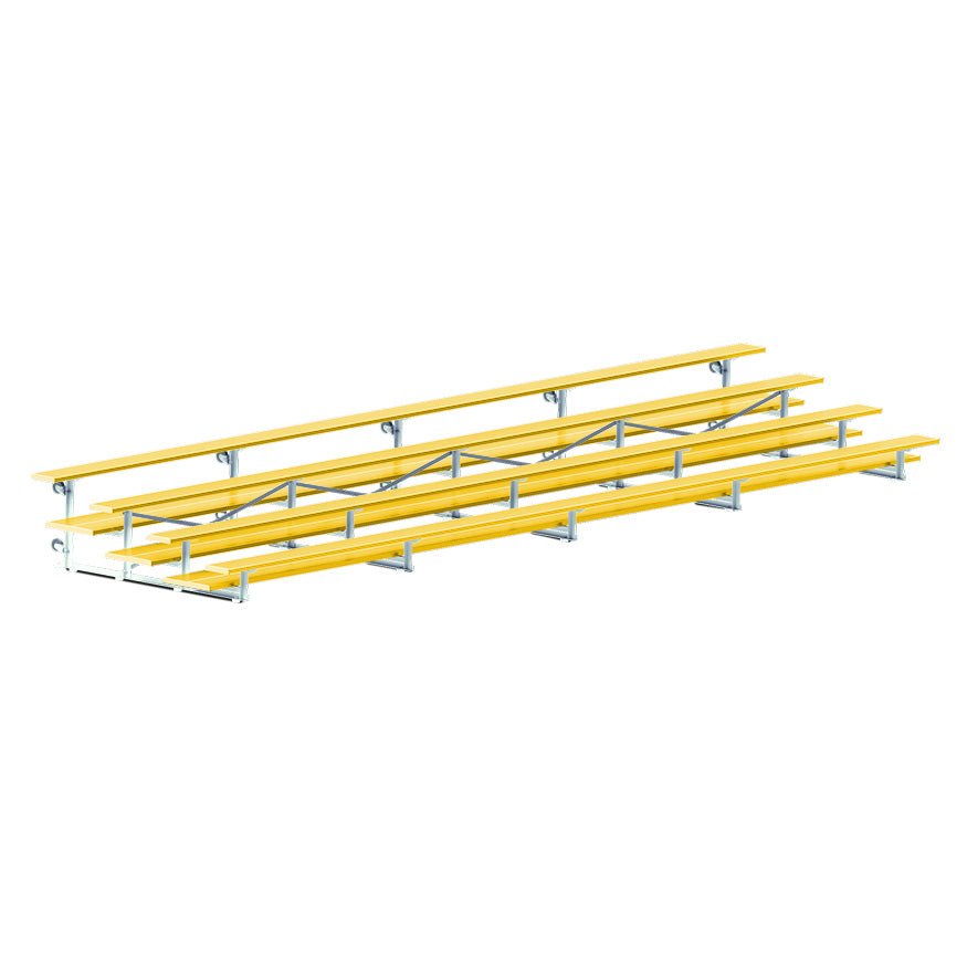 Jaypro Sports Bleacher - 4 Row - Tip & Roll, Double Foot Plank, Powder Coated - 27' L (BLDP - 427TRGPC) - SchoolOutlet