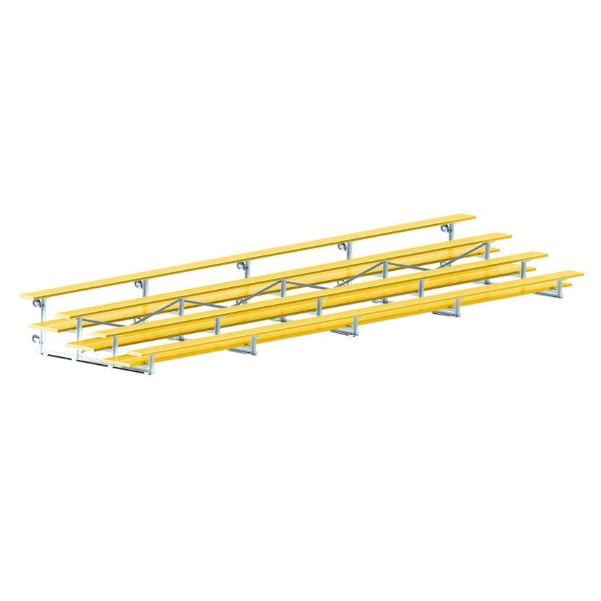 Jaypro Sports Bleacher - 4 Row - Tip & Roll, Double Foot Plank, Powder Coated - 27' L (BLDP - 427TRGPC) - SchoolOutlet