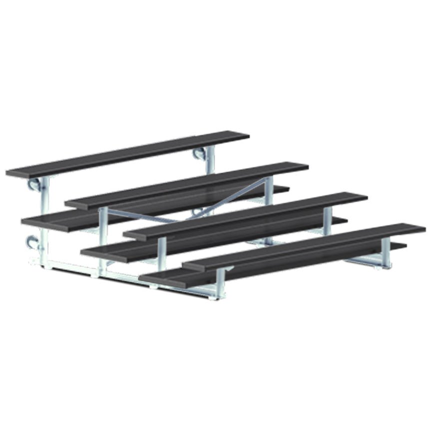 Jaypro Sports Bleacher - 4 Row - Tip & Roll, Double Foot Plank, Powder Coated - 7.5' L (BLDP - 475TRGPC) - SchoolOutlet