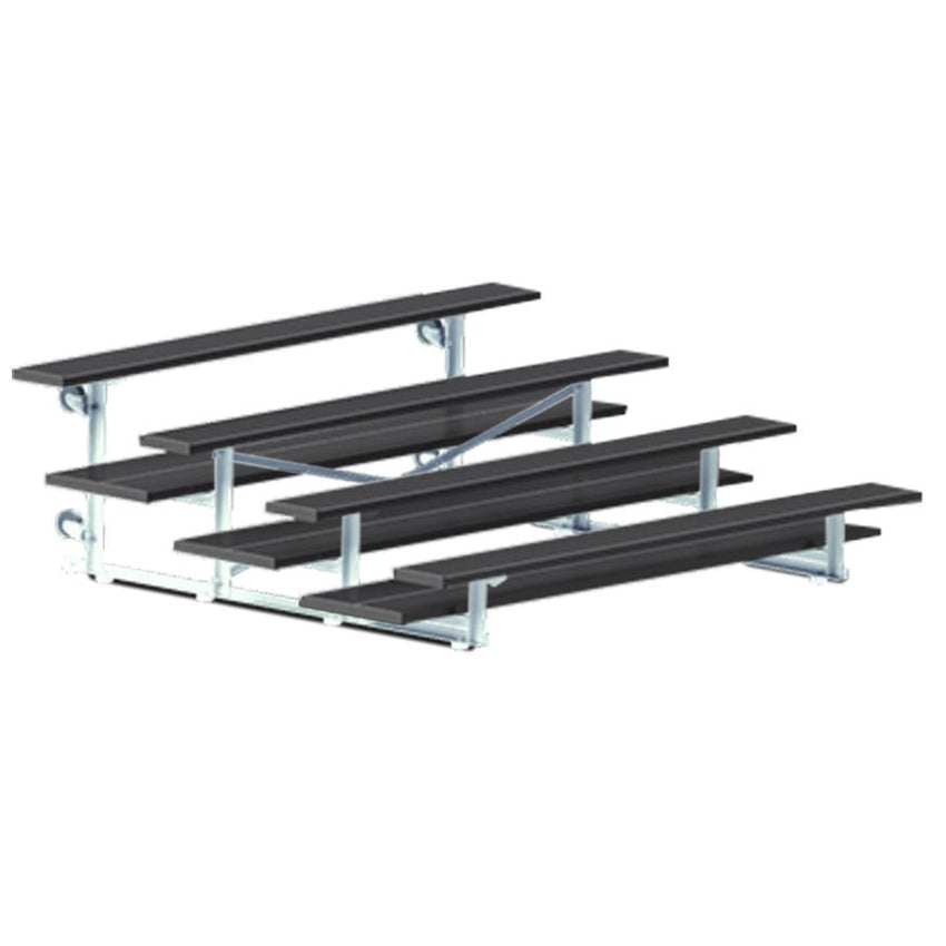 Jaypro Sports Bleacher - 4 Row - Tip & Roll, Double Foot Plank, Powder Coated - 7.5' L (BLDP - 475TRGPC) - SchoolOutlet