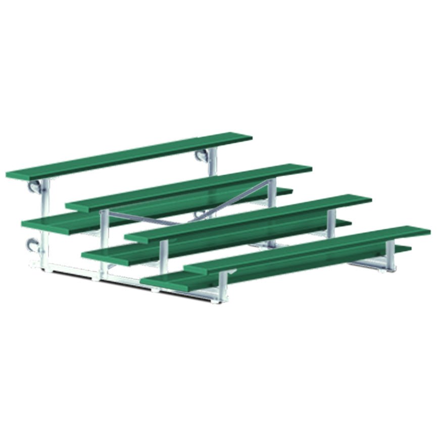 Jaypro Sports Bleacher - 4 Row - Tip & Roll, Double Foot Plank, Powder Coated - 7.5' L (BLDP - 475TRGPC) - SchoolOutlet