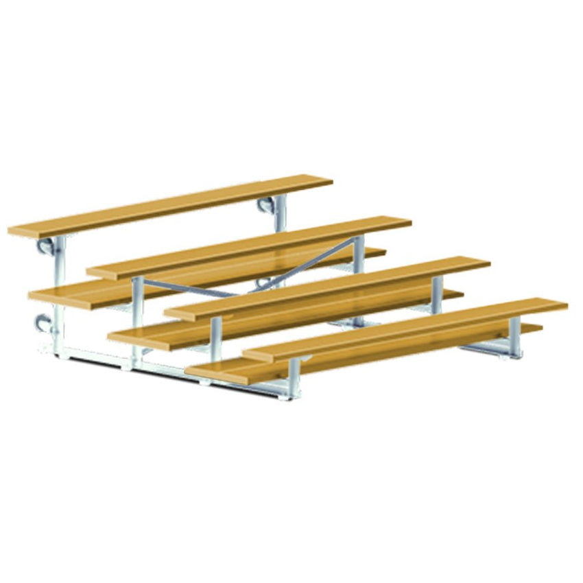 Jaypro Sports Bleacher - 4 Row - Tip & Roll, Double Foot Plank, Powder Coated - 7.5' L (BLDP - 475TRGPC) - SchoolOutlet