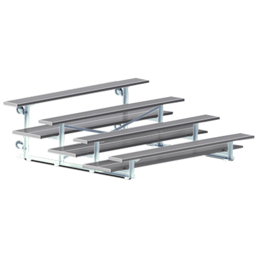 Jaypro Sports Bleacher - 4 Row - Tip & Roll, Double Foot Plank, Powder Coated - 7.5' L (BLDP - 475TRGPC) - SchoolOutlet