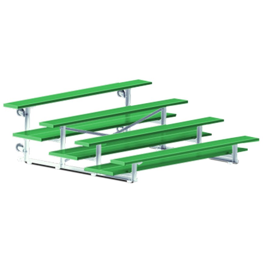 Jaypro Sports Bleacher - 4 Row - Tip & Roll, Double Foot Plank, Powder Coated - 7.5' L (BLDP - 475TRGPC) - SchoolOutlet