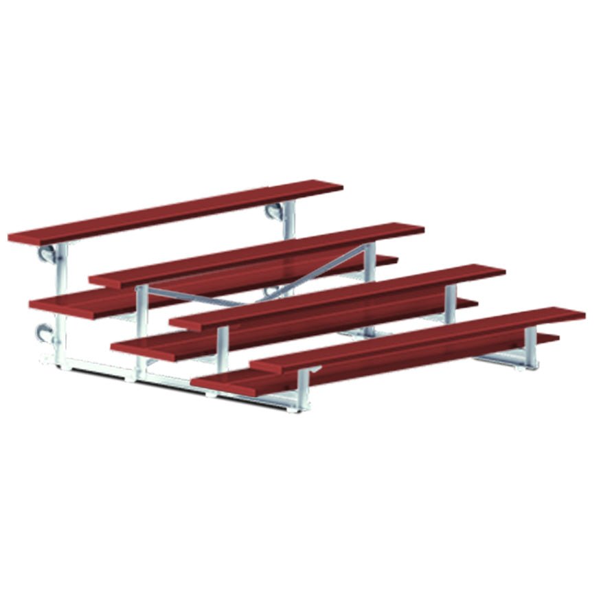 Jaypro Sports Bleacher - 4 Row - Tip & Roll, Double Foot Plank, Powder Coated - 7.5' L (BLDP - 475TRGPC) - SchoolOutlet