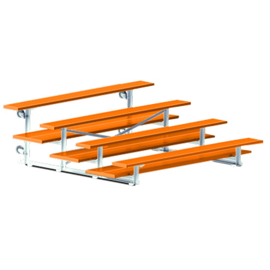 Jaypro Sports Bleacher - 4 Row - Tip & Roll, Double Foot Plank, Powder Coated - 7.5' L (BLDP - 475TRGPC) - SchoolOutlet