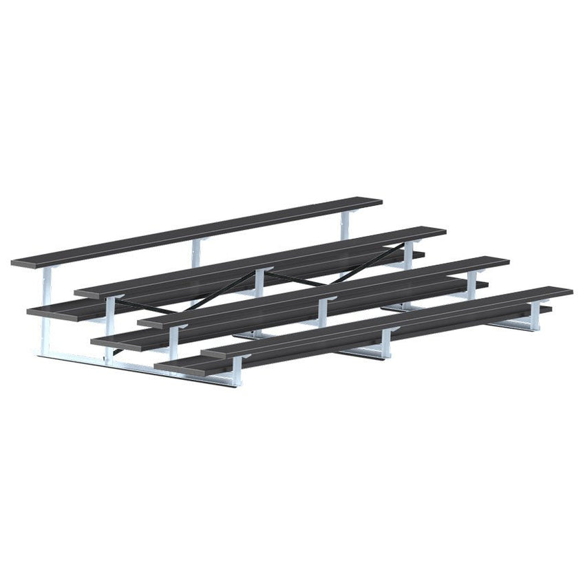 Jaypro Sports Bleacher - 4 Row - Double Foot Plank, All Aluminum Bleachers, Powder Coated - 15' L (BLDP - 4ALPC) - SchoolOutlet