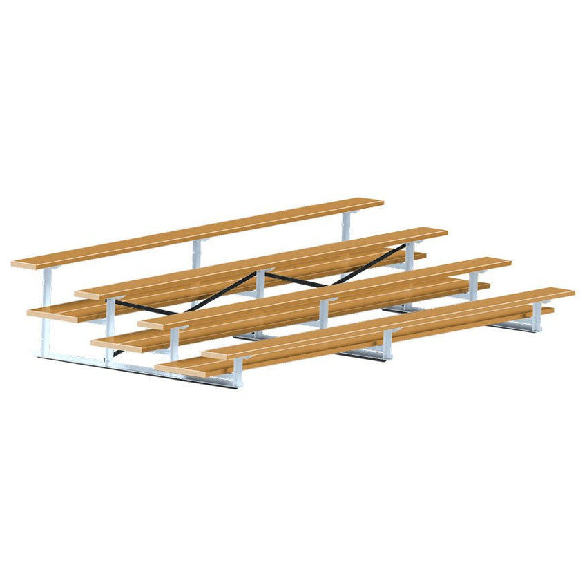 Jaypro Sports Bleacher - 4 Row - Double Foot Plank, All Aluminum Bleachers, Powder Coated - 15' L (BLDP - 4ALPC) - SchoolOutlet