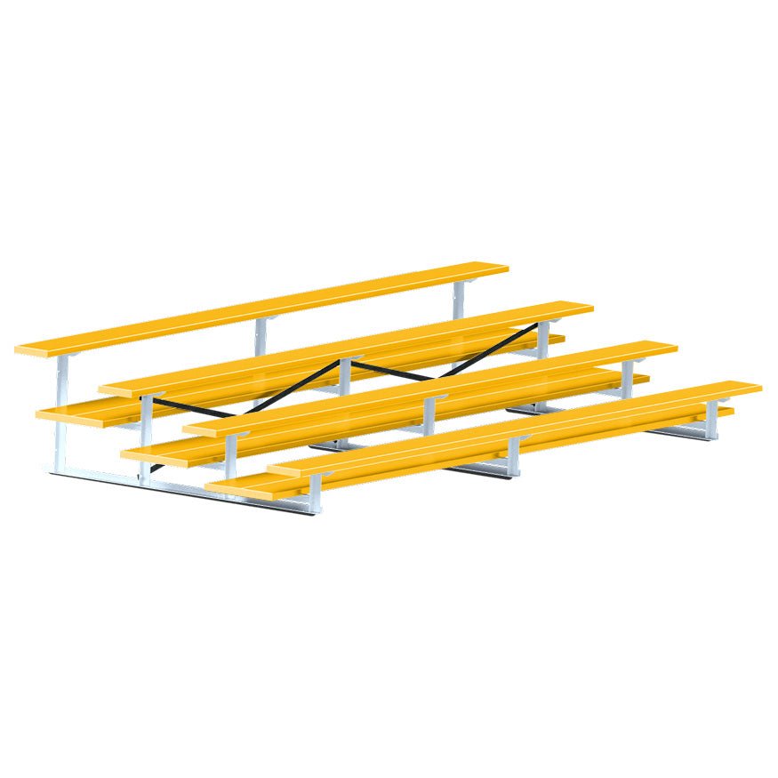 Jaypro Sports Bleacher - 4 Row - Double Foot Plank, All Aluminum Bleachers, Powder Coated - 15' L (BLDP - 4ALPC) - SchoolOutlet