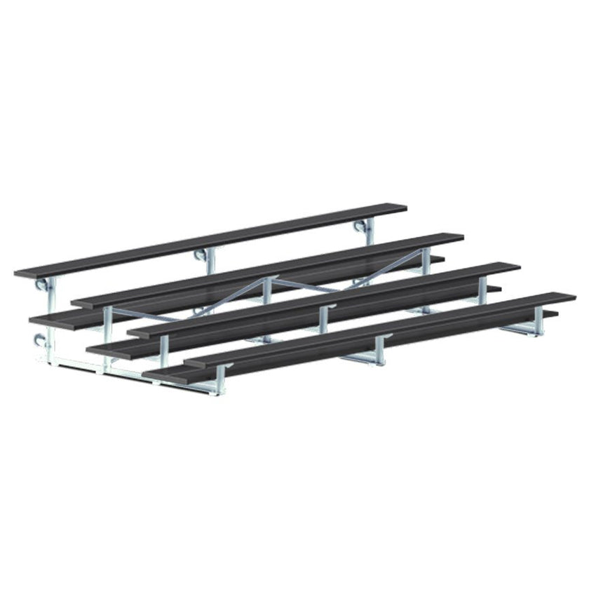 Jaypro Sports Bleacher - 4 Row - Tip & Roll, Double Foot Plank, Powder Coated - 15' L (BLDP - 4TRGPC) - SchoolOutlet