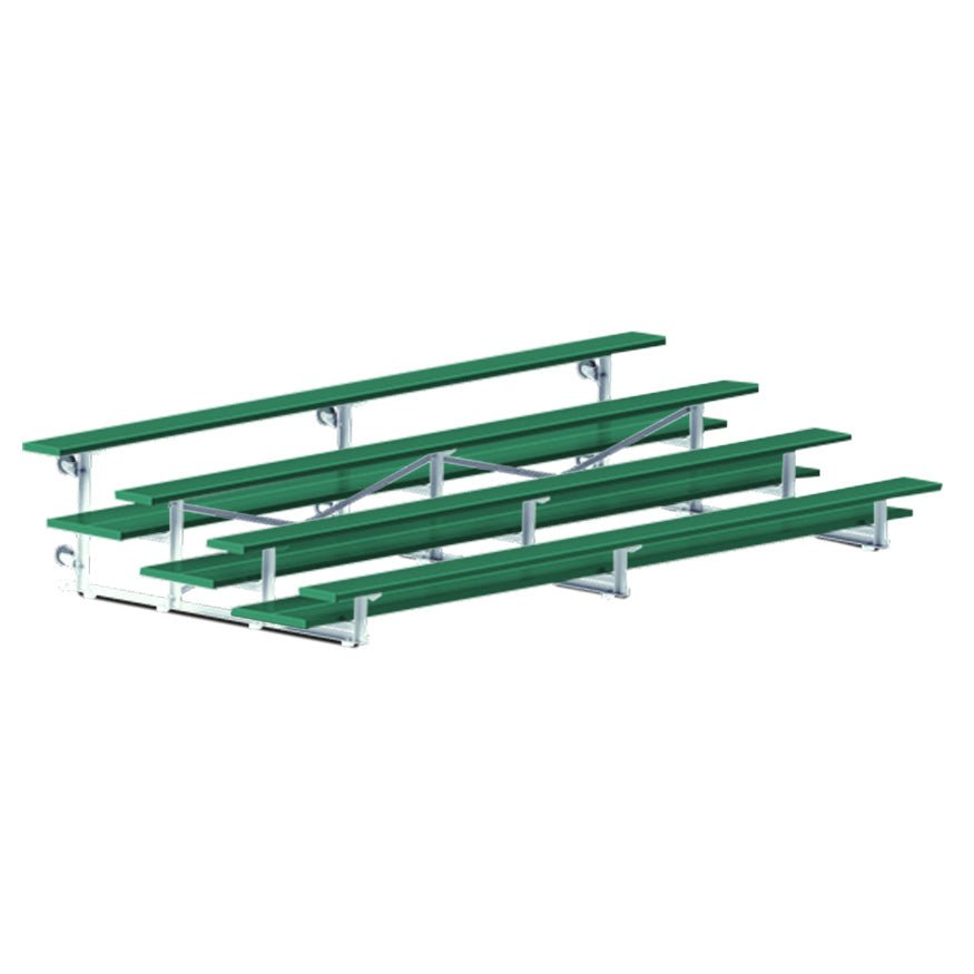 Jaypro Sports Bleacher - 4 Row - Tip & Roll, Double Foot Plank, Powder Coated - 15' L (BLDP - 4TRGPC) - SchoolOutlet