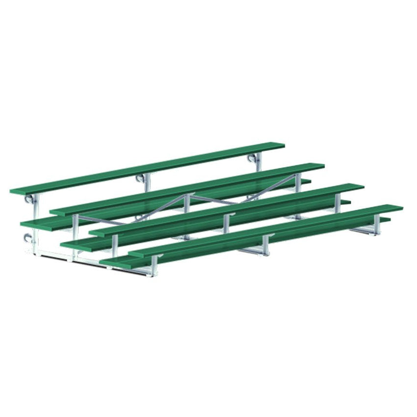 Jaypro Sports Bleacher - 4 Row - Tip & Roll, Double Foot Plank, Powder Coated - 15' L (BLDP - 4TRGPC) - SchoolOutlet