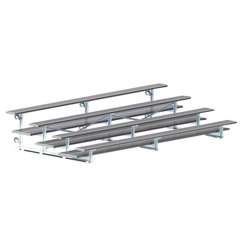 Jaypro Sports Bleacher - 4 Row - Tip & Roll, Double Foot Plank, Powder Coated - 15' L (BLDP - 4TRGPC) - SchoolOutlet