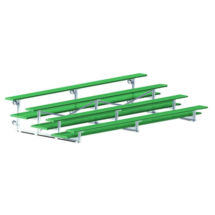 Jaypro Sports Bleacher - 4 Row - Tip & Roll, Double Foot Plank, Powder Coated - 15' L (BLDP - 4TRGPC) - SchoolOutlet